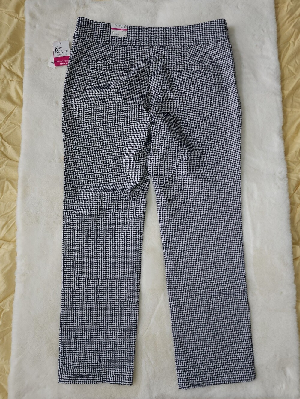 Kim Rogers Black & White Houndstooth Pull-On Straight Pants NWT - Picture 9 of 9